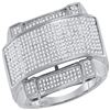 Image 1 : 0.63 CTW Mens Diamond Arched Rectangle Cluster Ring 10KT White Gold - REF-79X4Y