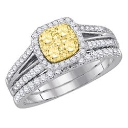 1 CTW Yellow Diamond Bridal Engagement Ring 14KT White Gold - REF-119X9Y