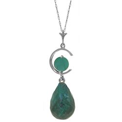 Genuine 9.3 ctw Green Sapphire Corundum & Emerald Necklace Jewelry 14KT White Gold - REF-26M9T