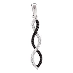 0.12 CTW Black Color Diamond Infinity Pendant 14KT White Gold - REF-14F9N