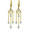 Genuine 3 ctw Aquamarine Earrings Jewelry 14KT Yellow Gold - REF-61P5H