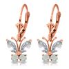 Genuine 1.24 ctw Aquamarine Earrings Jewelry 14KT Rose Gold - REF-41R2P