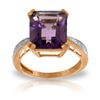 Genuine 5.62 ctw Amethyst & Diamond Ring Jewelry 14KT Rose Gold - REF-82N9R