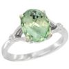 Natural 2.41 ctw Green-amethyst & Diamond Engagement Ring 14K White Gold - REF-33R8Z