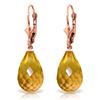 Genuine 14 ctw Citrine Earrings Jewelry 14KT Rose Gold - REF-28V5W