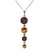 Genuine 3.9 ctw Garnet & Citrine Necklace Jewelry 14KT White Gold - REF-23N5R