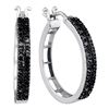 0.55 CTW Black Color Diamond Hoop Earrings 10KT White Gold - REF-30K2W