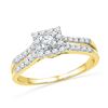 0.50 CTW Diamond Square-shape Halo Bridal Engagement Ring 10KT Yellow Gold - REF-44X9Y
