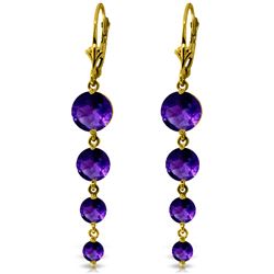 Genuine 7.8 ctw Amethyst Earrings Jewelry 14KT Yellow Gold - REF-46A3K