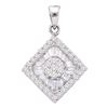 Image 1 : 0.92 CTW Diamond Diagonal Square Cluster Pendant 14KT White Gold - REF-67F4N