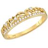 Image 1 : 0.07 CTW Diamond Floral Stackable Ring 10KT Yellow Gold - REF-13H4M