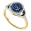 Image 1 : 0.25 CTW Blue Color Diamond Framed Cluster Ring 10KT Yellow Gold - REF-20Y9X