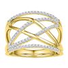 Image 1 : 0.33 CTW Diamond Crisscross Crossover Ring 10KT Yellow Gold - REF-30N2F