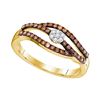 Image 1 : 0.35 CTW Cognac-brown Color Diamond Strand Cluster Ring 10KT Yellow Gold - REF-20X9Y