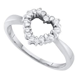 0.10 CTW Diamond Heart Outline Ring 10KT White Gold - REF-12K2W