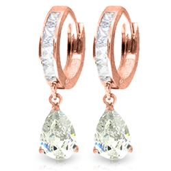 Genuine 4.2 ctw White Topaz Earrings Jewelry 14KT Rose Gold - REF-50V9W