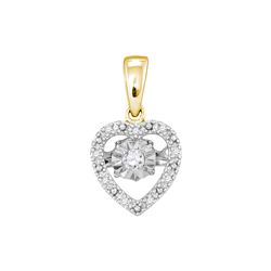 0.08 CTW Diamond Solitaire Heart Pendant 10KT Yellow Gold - REF-14F9N