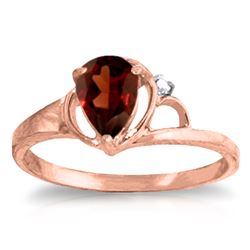 Genuine 0.66 ctw Garnet & Diamond Ring Jewelry 14KT Rose Gold - REF-31N4R