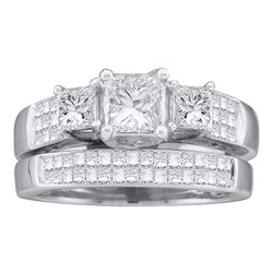 2 CTW Princess Diamond Bridal Engagement Ring 14KT White Gold - REF-424N3F