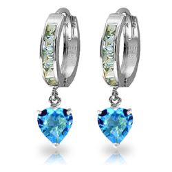 Genuine 4.1 ctw Blue Topaz Earrings Jewelry 14KT White Gold - REF-52P2H