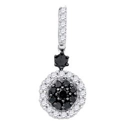 0.50 CTW Black Color Diamond Cluster Pendant 10KT White Gold - REF-26H9M