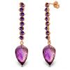 Genuine 22.1 ctw Amethyst Earrings Jewelry 14KT Rose Gold - REF-69T2A