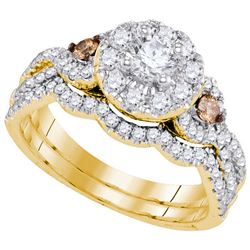 1.11 CTW Diamond Bridal Wedding Engagement Ring 14KT Yellow Gold - REF-104M9H