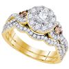 1.11 CTW Diamond Bridal Wedding Engagement Ring 14KT Yellow Gold - REF-104M9H