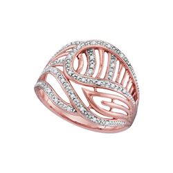 0.10 CTW Diamond Open-work Cocktail Ring 10KT Rose Gold - REF-19H4M