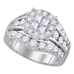 2.1 CTW Princess Diamond Soleil Halo Bridal Ring 14KT White Gold - REF-240X2Y