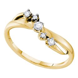 0.15 CTW Diamond 5-stone Crossover Ring 14KT Yellow Gold - REF-32F9N