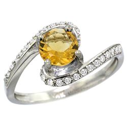 Natural 0.99 ctw citrine & Diamond Engagement Ring 10K White Gold - REF-42H2W