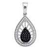 0.35 CTW Black Color Diamond Milgrain Teardrop Pendant 10KT White Gold - REF-22M4H