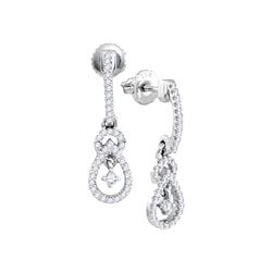 0.20 CTW Diamond Dangle Earrings 10KT White Gold - REF-22K4W