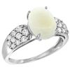 Natural 1.76 ctw opal & Diamond Engagement Ring 14K White Gold - REF-58Z2Y