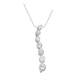 0.25 CTW Pave-set Diamond Graduated Journey Pendant 10KT White Gold - REF-19Y4X