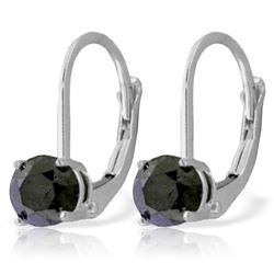 Genuine 1.0 ctw Black Diamond Earrings Jewelry 14KT White Gold - REF-57H6X