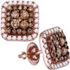 1.01 CTW Brown Diamond Square Cluster Earrings 14KT Rose Gold - REF-103W4K