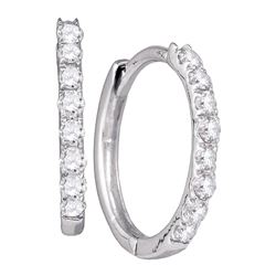 0.35 CTW Diamond Hoop Earrings 10KT White Gold - REF-22H4M