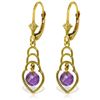 Genuine 1.25 ctw Amethyst Earrings Jewelry 14KT Yellow Gold - REF-25V6W