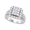 Image 1 : 2.02 CTW Princess Diamond Cluster Bridal Engagement Ring 14KT White Gold - REF-209X9Y