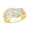 Image 1 : 0.50 CTW Diamond 5-Stone Crossover Ring 10KT Yellow Gold - REF-47N9F