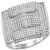 Image 1 : 0.96 CTW Mens Pave-set Diamond Rectangle Arched Cluster Ring 10KT White Gold - REF-59W9K
