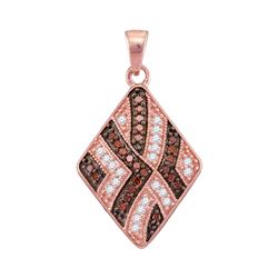 0.33 CTW Red Color Diamond Diagonal Square Pendant 10KT Rose Gold - REF-20H9M