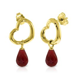 Genuine 6.6 ctw Ruby Earrings Jewelry 14KT Yellow Gold - REF-47A2K