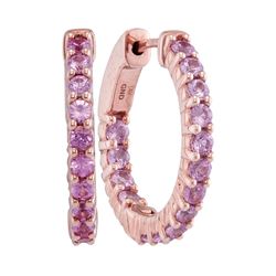 1.74 CTW Natural Pink Sapphire Hoop Earrings 14KT Rose Gold - REF-67M4H