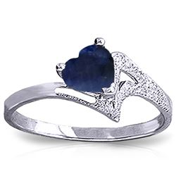 Genuine 1 ctw Sapphire Ring Jewelry 14KT White Gold - REF-43M2T