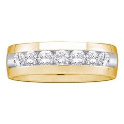 1 CTW Mens Diamond Channel-set Anniversary Ring 14k Yellow Gold - REF-179N9F