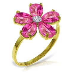 Genuine 2.22 ctw Pink Topaz & Diamond Ring Jewelry 14KT Yellow Gold - REF-36Z3N