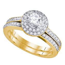 1 CTW Diamond Halo Bridal Engagement Ring 14KT Yellow Gold - REF-165N2F